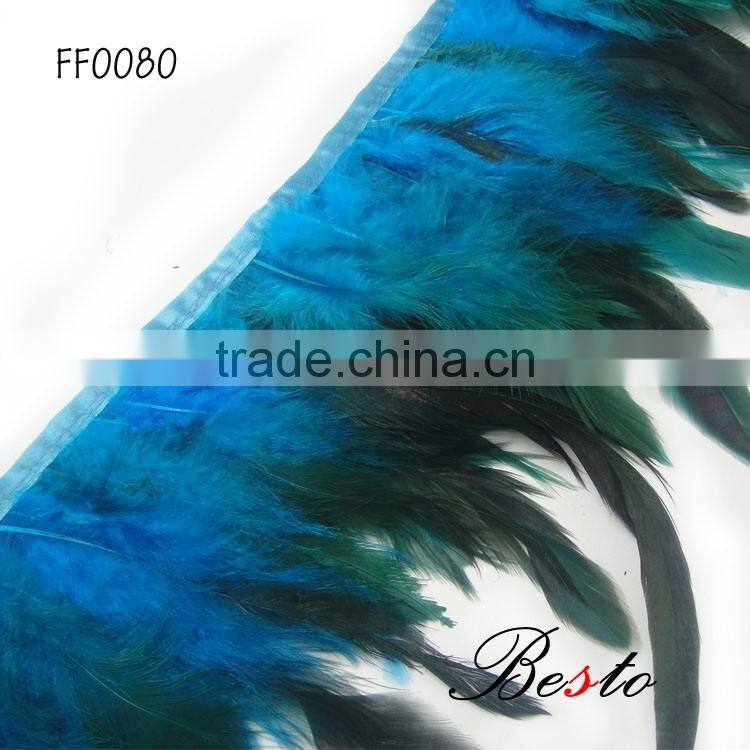 2016 new style turquoise rooster feather trim for sale