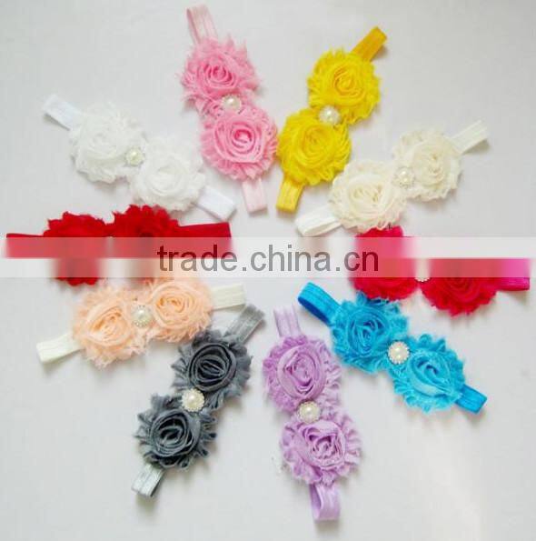 wholesale Baby Toddler Infant Flower Headband with Pearl Hair Bow Band Accessories