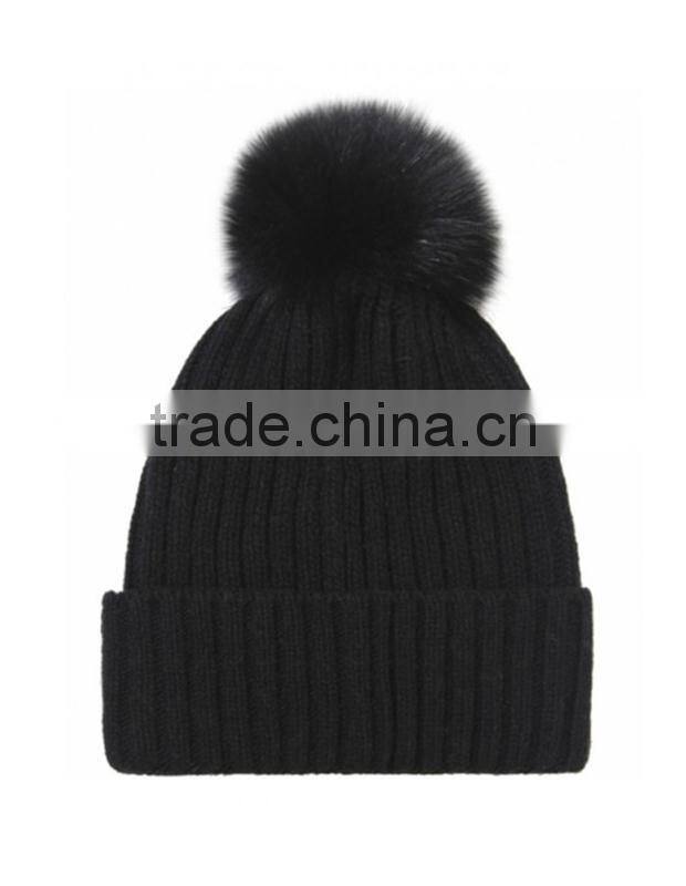 Multifunctional Plastic knit beanie with fur pom ball hat