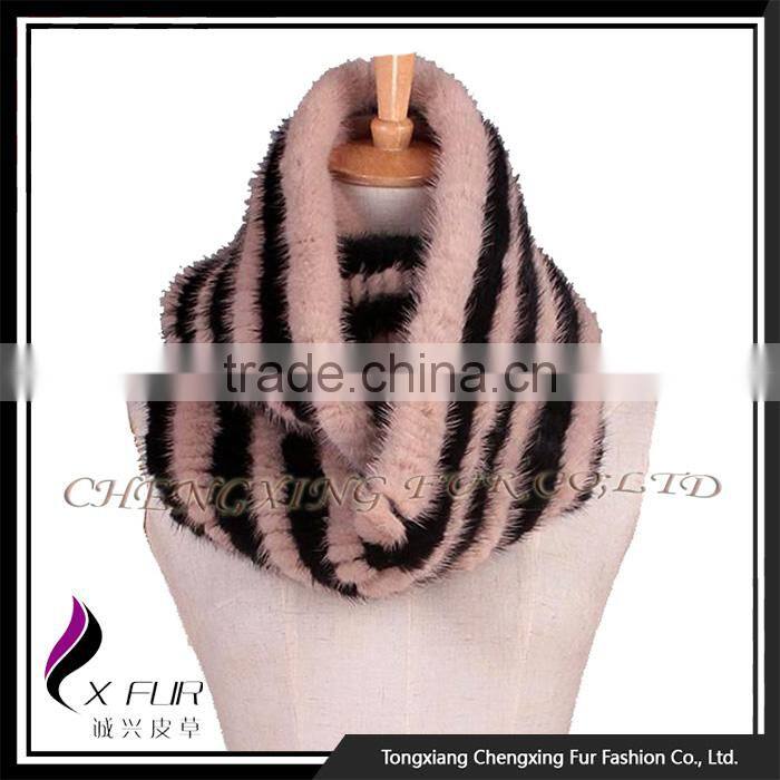 CX-S-170C 2017 Winter Fashion Accessories Knitted Snood Scarf Mink Fur Scarf