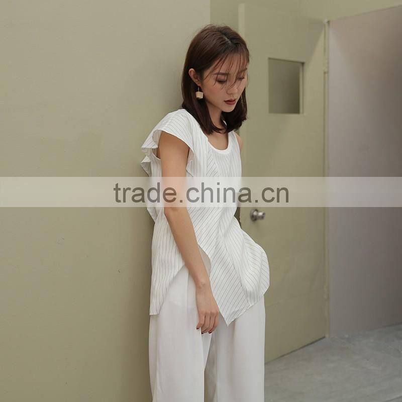 Wholesale 2016 Summer Brand Women polyester blouse Chiffon Stiriped Tops Lady Newest Styles Latest Fashion Blouse Design