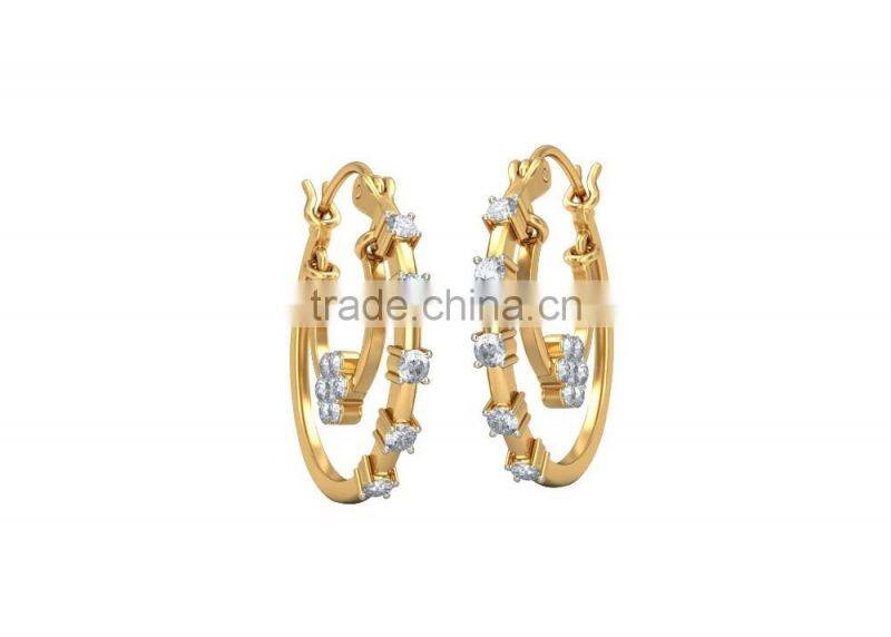 Stylish Gold Plated Zirconia Hoop Earrings