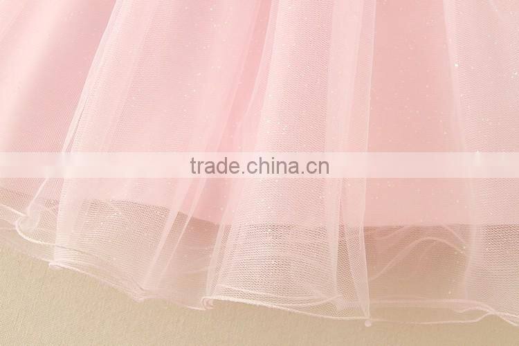 2017 Vietnam Summer Fashion baby frock design Pink short sleeves Embroidery flower Sweet birthday party dresses Turkish dress