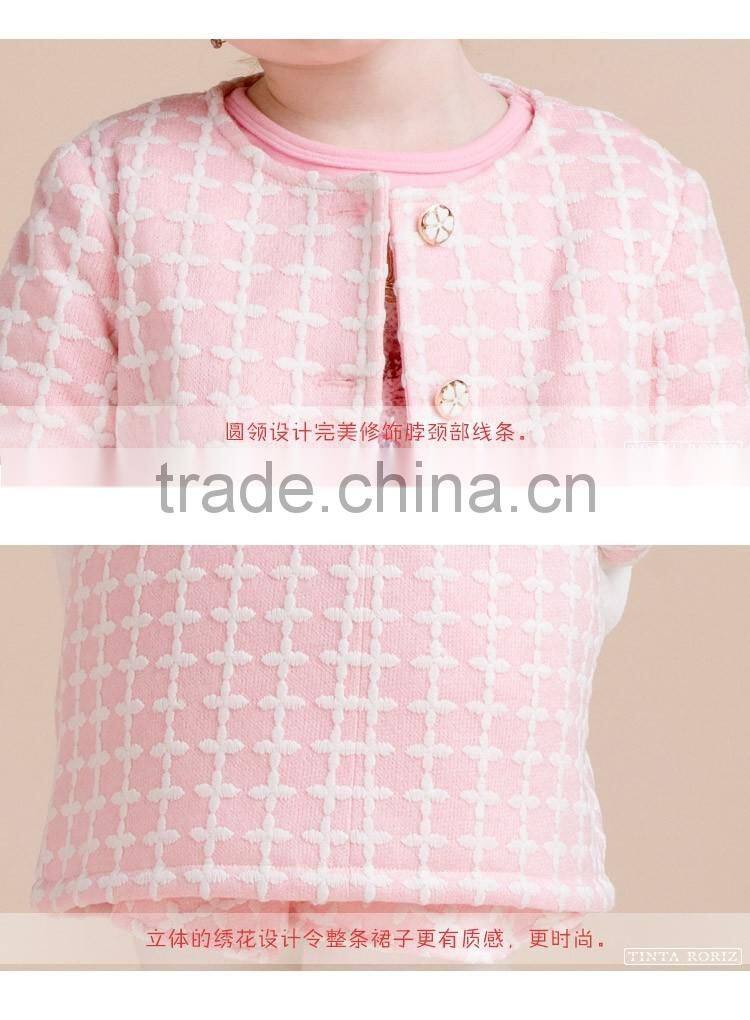 Girls Jacquard Winter Outwear Kids' Tweed Quilted Coat Designs For Girl