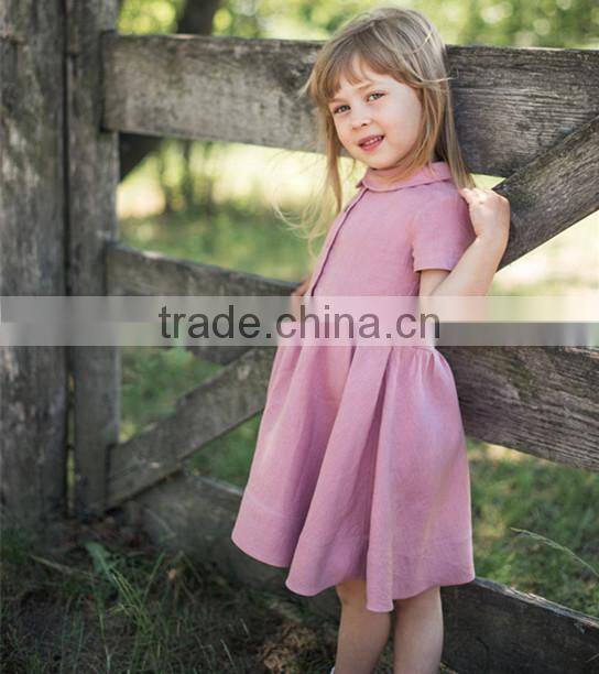 Classic Peter Pen Collar Mustard Linen Girl Child Dress Doild Kid Dress