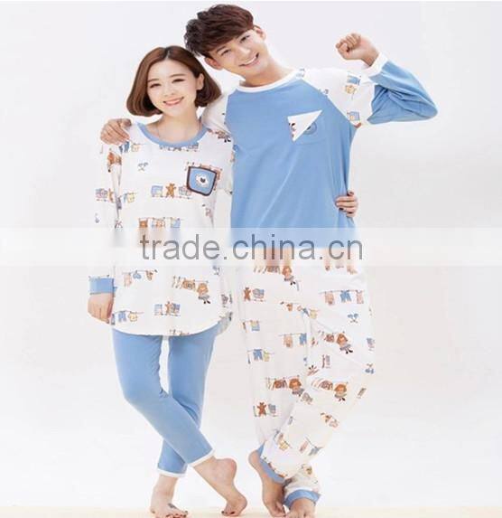 Custom Wholesale Multi-styles lover sleepwear Printed Casual Couple Pajamas