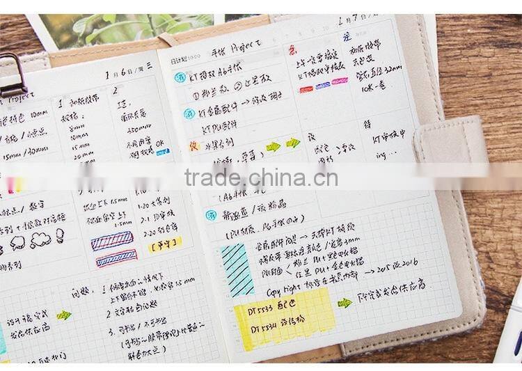 2017 fashion A6 cloth cover daily planner /weekly planner/monthly planner with metal clip/clasp