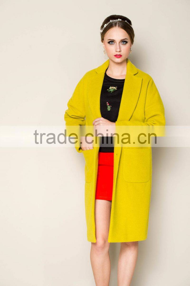 hot sale new fashion high grade grey long style ladies hand knitting wool coats