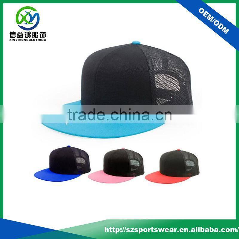 custom latest design high quality mesh snapback cap cotton promotional