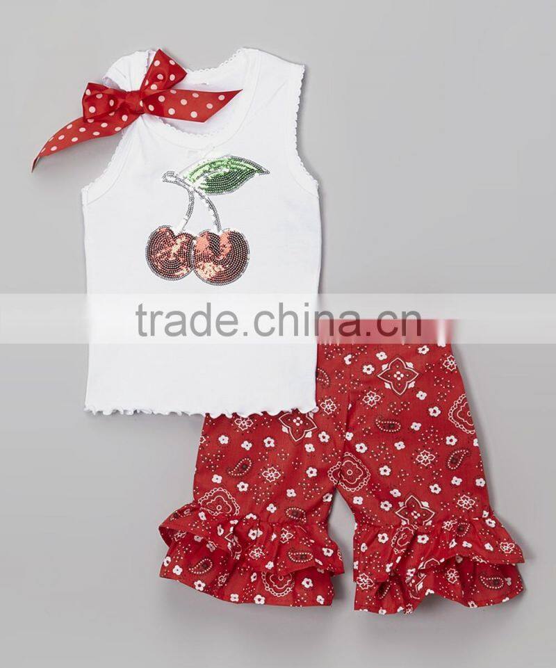 Wholesale in China baby girls Tank & Ruffle Shorts Set new model kids beautiful clothes