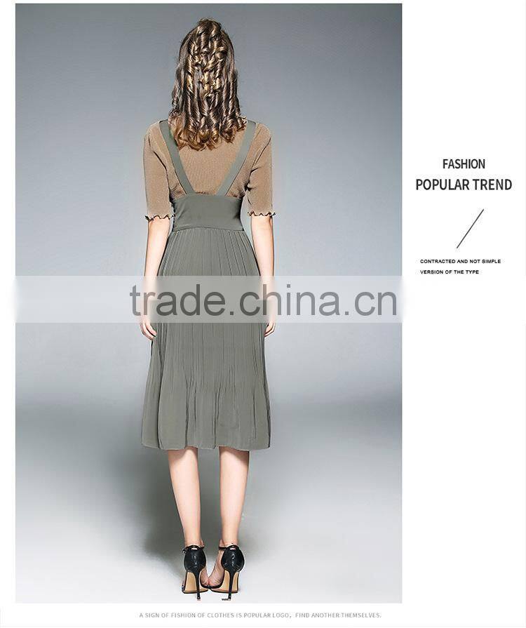 Dresses In Casual Dresses Deep V-Neck strapless high-waisted accordion pleated skit two pieces dresses