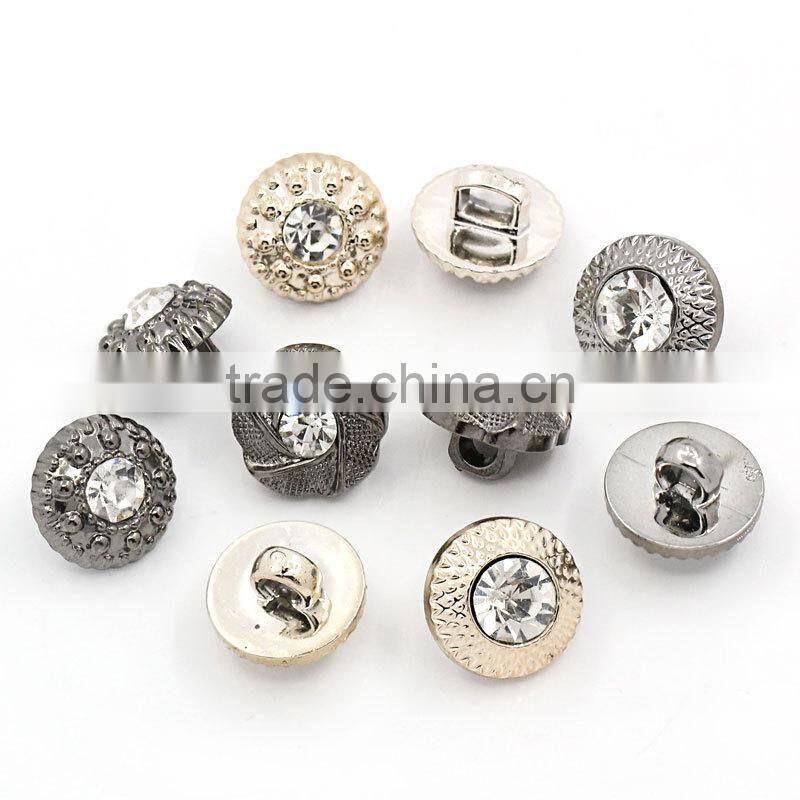Round Mixed Pattern Carved W/Clear Rhinestone Acrylic Shank Sewing Buttons 11mm Dia,100PCs,8seasons