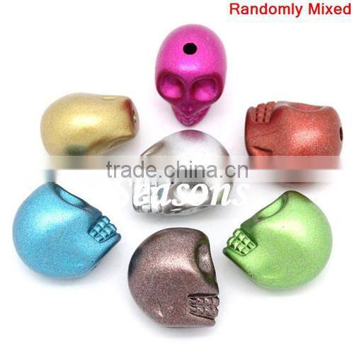Mixed Halloween Skull Acrylic Spacer Beads 13mm x 11mm