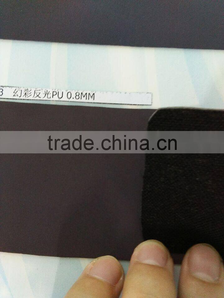 2016 popular 0.6mm rainbow reflective pu fabric for backpack
