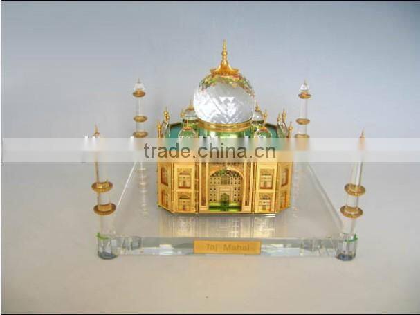 High Quality K9 crystal Taj Mahal model with 24k gold plating metal JC0002