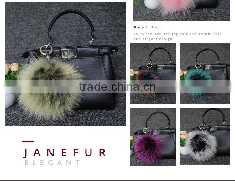 Colorful beautiful keyring fur pompon ball accessories keychain