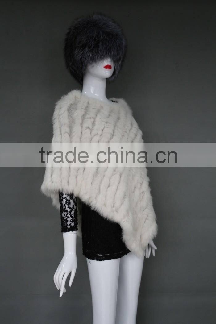 Factory Direct Sale Triangle Rabbit Fur Knitting Shawl Lady Favourite