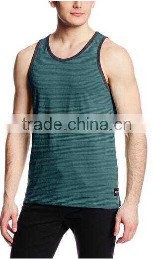 2015 wholesale men's comfortable bodybuliding Stripe jersey tank top in bulk XYT-1902