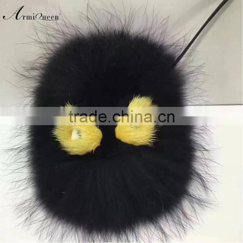 High quality fashion colorfur raccoon fur key chain accessories for bag