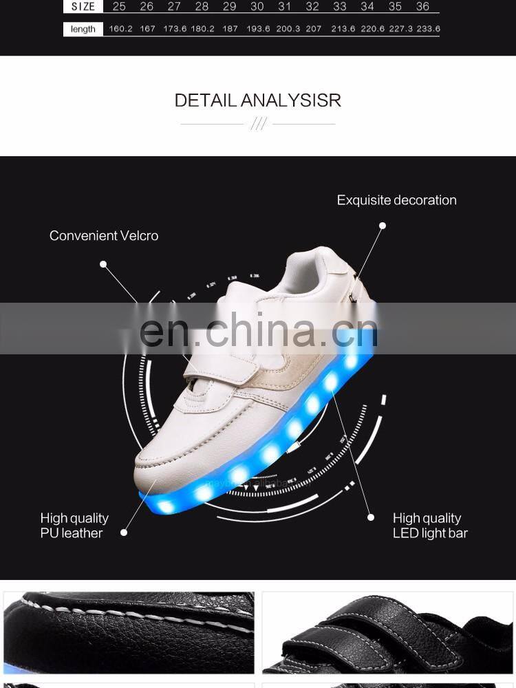 Factory wholesale latest design USB rechargeable kids LED luminous light shoes Children kids led shoes sneakers