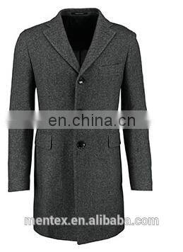 Man's Grey Marled Single Breasted Formal Long Coat