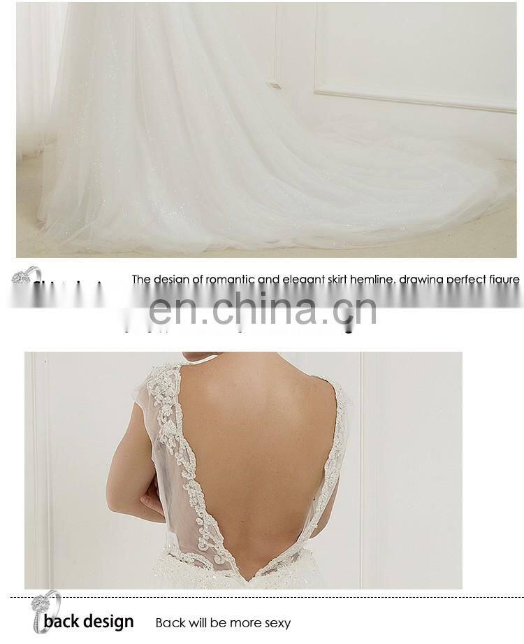 C5012 V-Neck Cap Sleeve long Length Lace evening dress for Wedding 2016