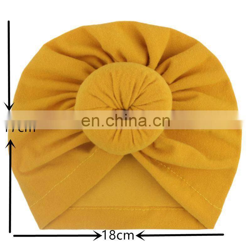 11colors Europe style organic cotton solid color rabbit ear bowknot baby turban hat free choose