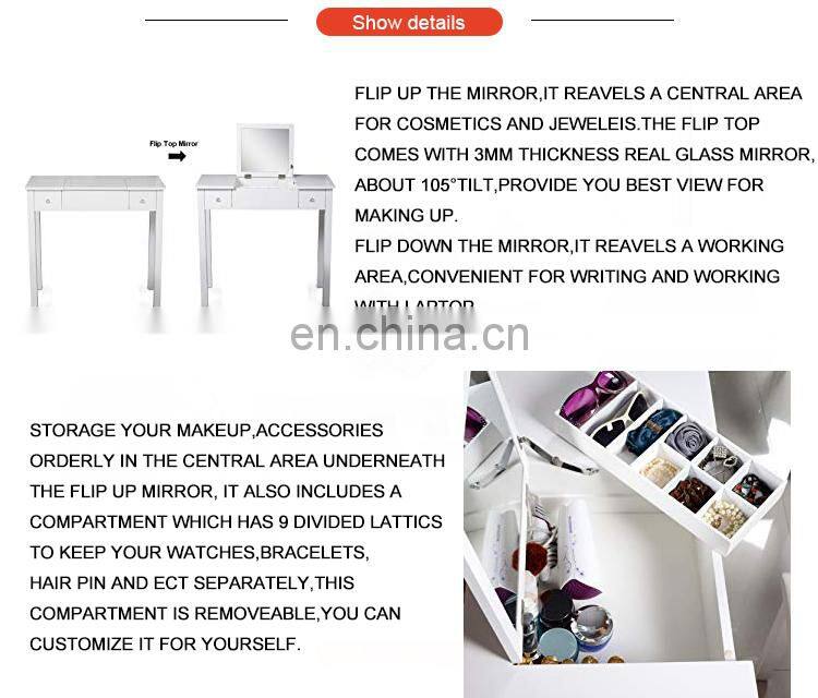 Luxury Dressing Table Stool Mirror Drawer Jewellery Cabinet Makeup Organiser