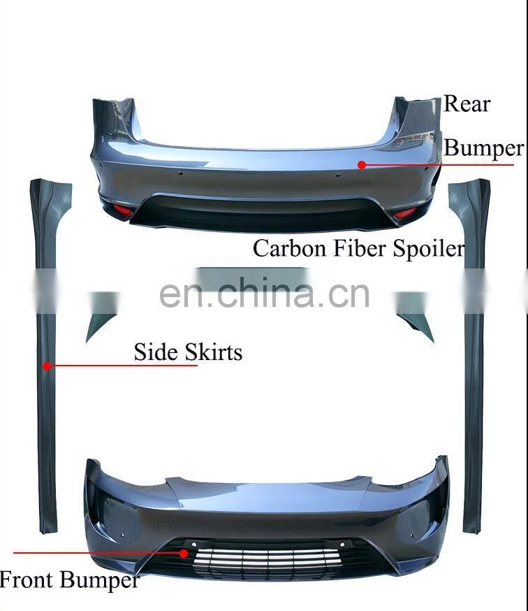 Runde Perfect Fitment Body Kit For 19-22 Tesla Model 3 Modification Upgrade Dark Shark Style Front Rear Bumper Side Skirt