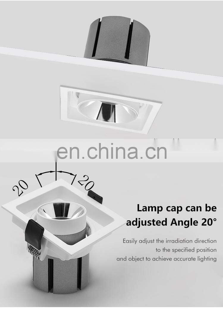 Energy Saving Square Shape Three Color Aluminum Indoor Housing Warehouse 20W LED Grille Lamp