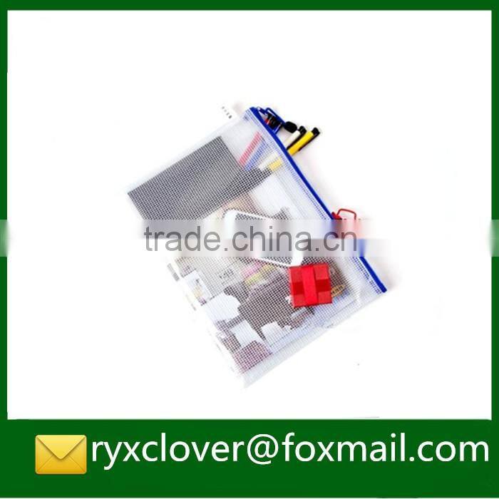 A4 size coloerful pvc zipper gridding document bag