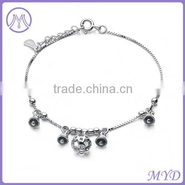 Fashion Jewelry High Quality 925 Sterling Silver Jingle Bell Fancy Girls Charm Anklet