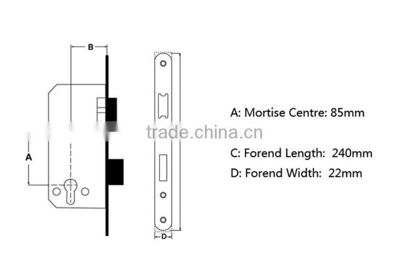 Mortise Cylinder Lock for Aluminum Doors