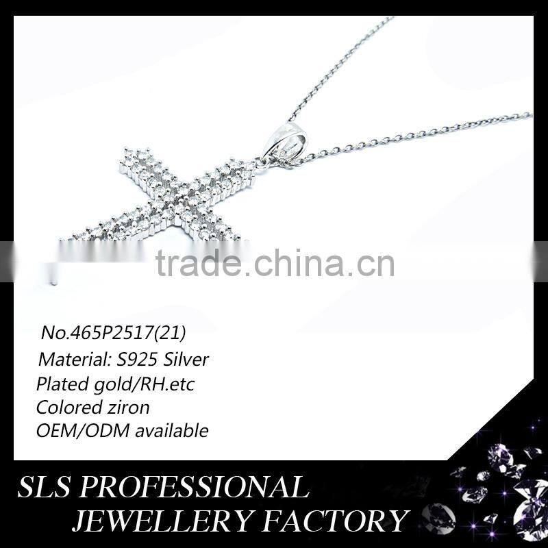 White stone imitation jewellery Cross stitch pendant 925 silver jewelry for male and female symbol pendant