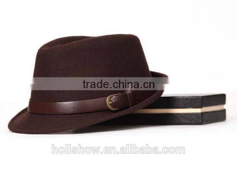 Star Favourite Trend All-match Man Women Trilby Fedora Cap With Leather Buckle