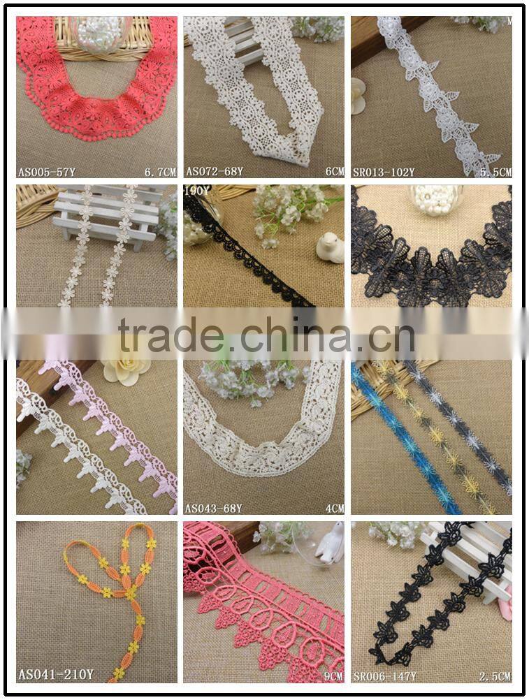 Water Soluble lace1.8" Flower Blue Pink Nylon Embroidery Kitted Slim Side Underwear Laces Fabric