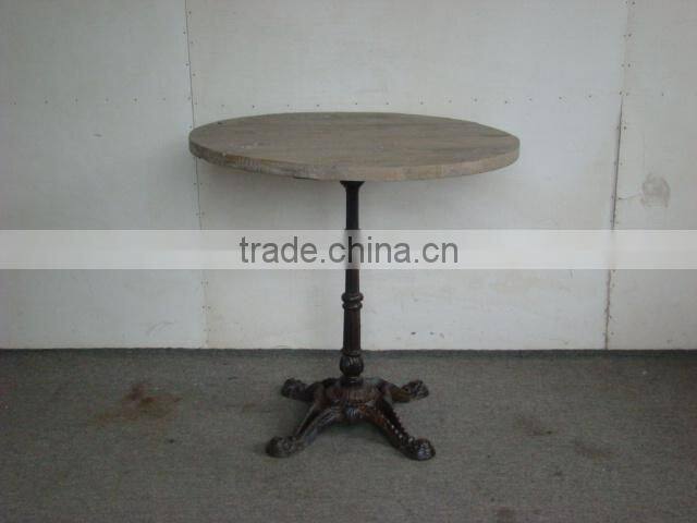 Vintage wood coffee table/cafe table with metal legs