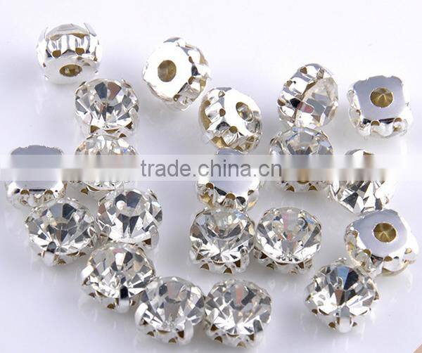 Sedex Audited Factory 2 Pillar Metal Sew-on Rhinestone Beads with Catcher