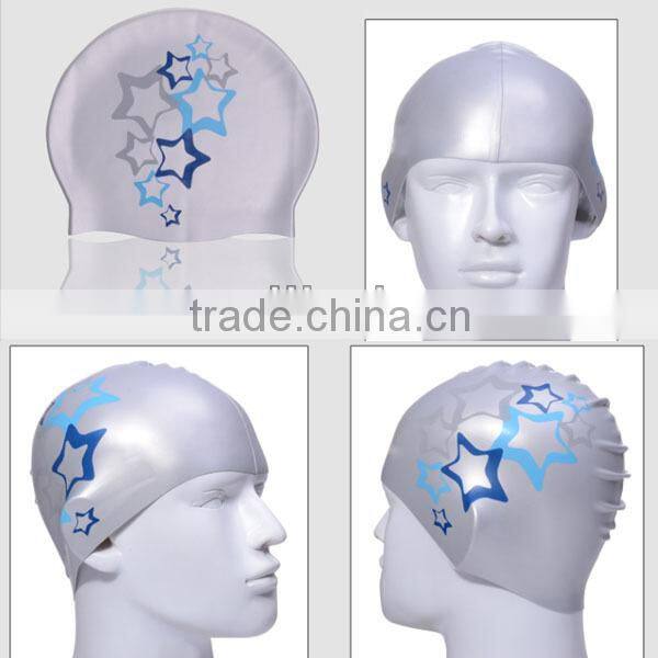 Funny printing silicone swim cap for ear protection