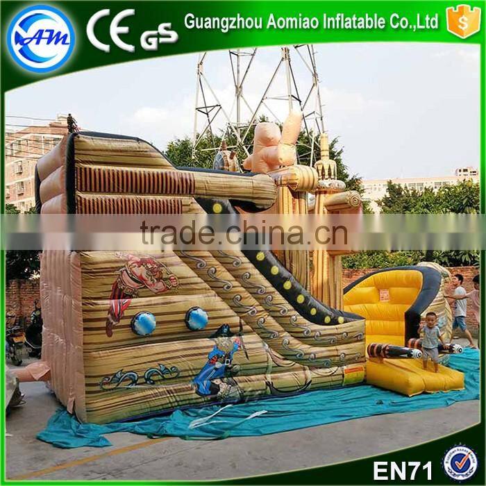 New style funny small indoor pirate ship inflatable dry slide for sale