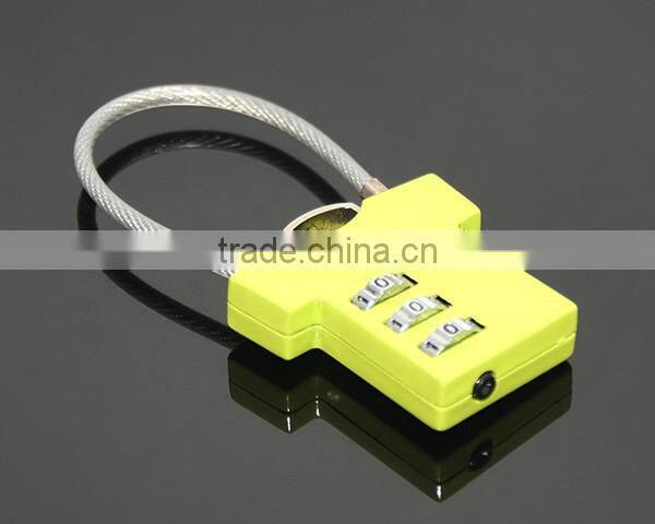 RANDOM Mix Colors Green T-shirt Shaped Three Coded Lock Blank Metal Zinc Alloy Steel Wire Combination 3 Digitals Padlock
