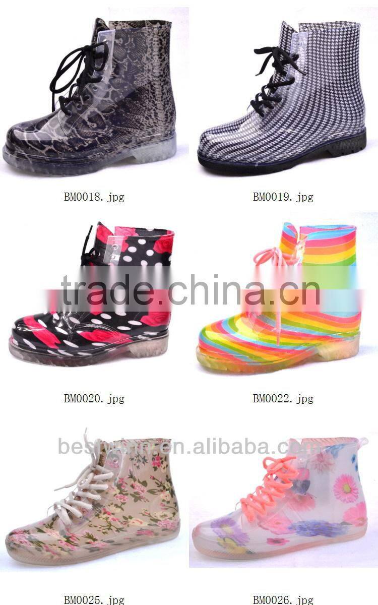 2013 PVC transparent lady and kids rain boots and shoes