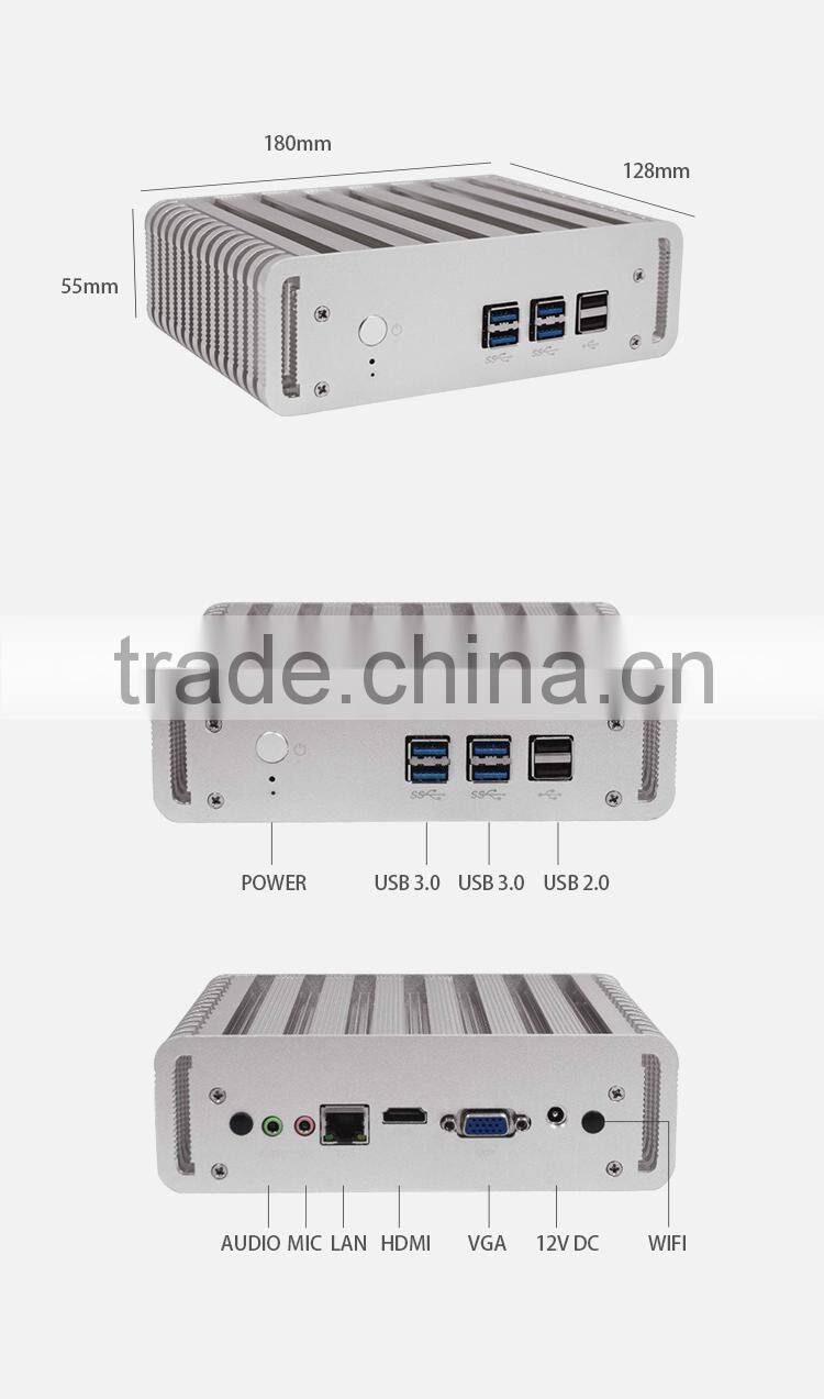Low Price X31-4500u Thin Mini Itx Fanless i3 Fanless Desktop PC Support MIC 8G RAM 256G SSD