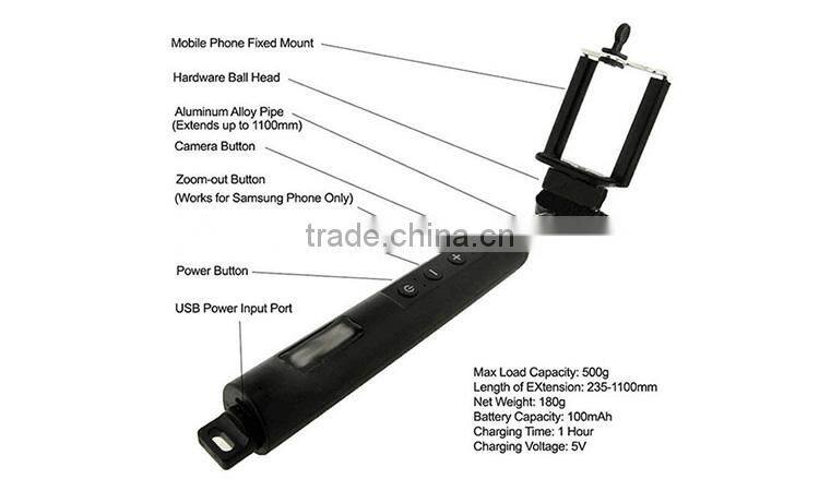 Portable selfie stick bluetooth wireless monopod for mobile phone digital camera