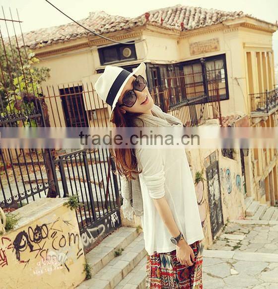 Fashion panama straw hat for women men elegant white fedora hats