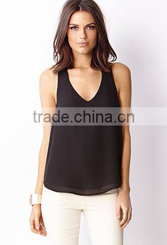 2015 H back sleeveless chiffon hot girls sexy tank top