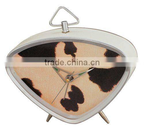 triangle shape metal case mechanical alarm clock