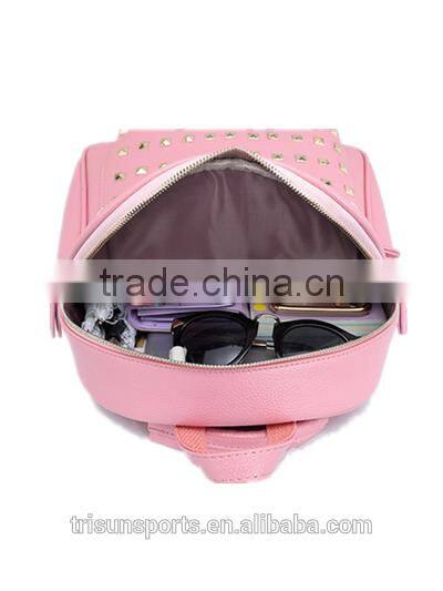 hot pink leather girls backpack , shopping travel bag