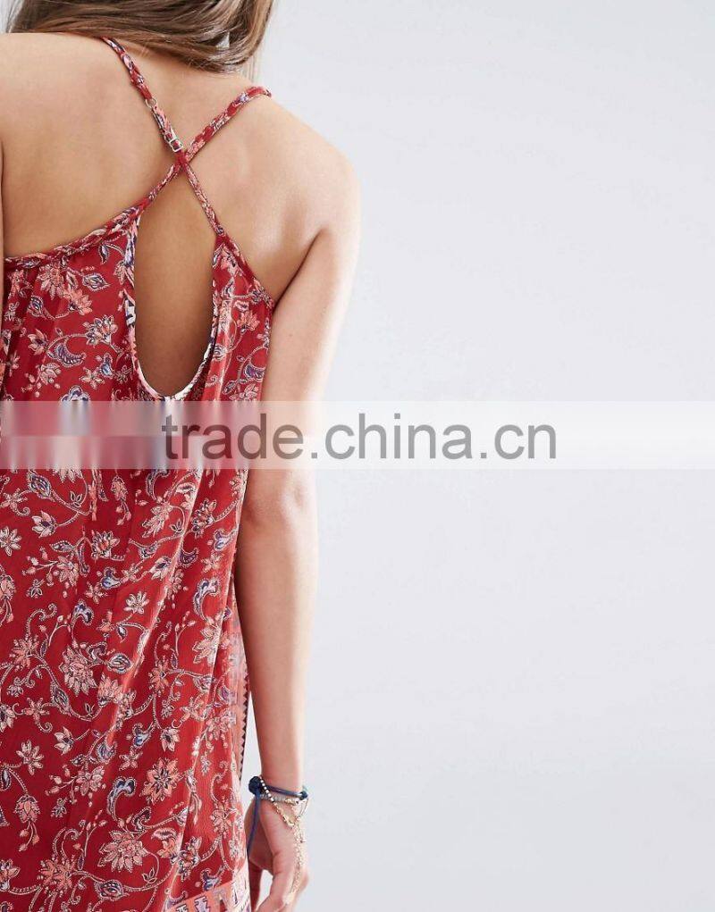 2016 China Wholesale Vintage Summer Latest Chiffon Swing Dress With Print In Latest Designs