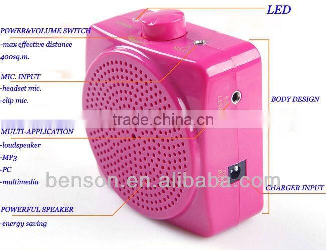 mini portable audio waistband amplifier speaker, microphone,audio amplifier, megaphone N71 Red